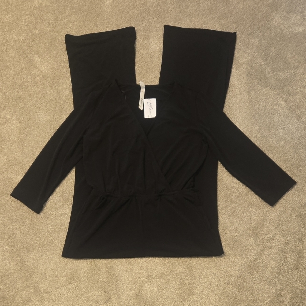 Ny Collection Womens Black Jumpsuit Size Small Petite